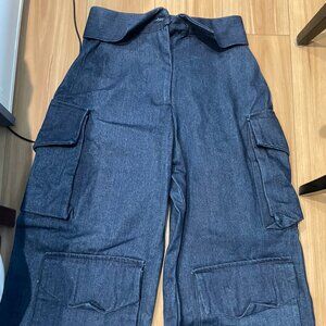 Ruks A La Mode Dark Wash Denim Cargo Pants Size US 12P